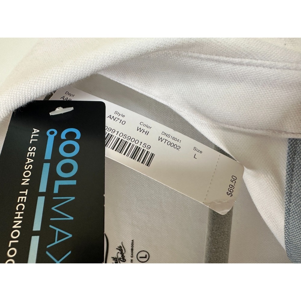 NEW J. Crew Men's Coolmax Performance Polo Shirt White Large Preppy Golf Travel - Picture 7 of 8